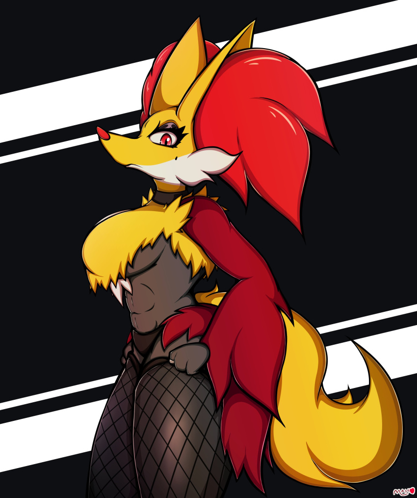 anthro big_breasts breasts delphox female fur furry furry_only mahoxy mahoxy_(artist) nintendo pokémon_(species) pokemon solo tagme tail