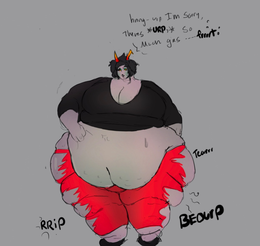 bbw big_breasts burping cellulite cleavage fart fart_fetish fat_belly fat_legs homestuck kanaya_maryam obese ripped_clothing sadapplex sequence ssbbw stuffing torn_clothes torn_pants weight_gain