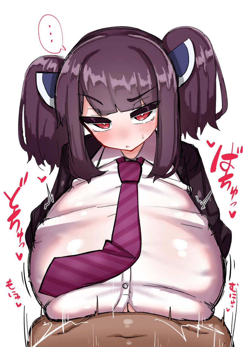 ... 1boy 1girls big_breasts bimbo blunt_bangs blush blush_lines breasts buttoned_shirt cfnm chestnut_mouth clothed_female clothed_female_nude_male covered_paizuri dark-skinned_male dark_skin enormous_breasts eyebrows_visible_through_hair female gigantic_breasts heart huge_breasts hyper_breasts japanese_text large_breasts light-skinned_female light_skin long_breasts looking_at_viewer male_pov massive_breasts necktie neckwear nude_male paizuri paizuri_under_clothes pov purple_hair purple_necktie purple_neckwear red_eyes shirt short_stack short_twintails shortstack sidelocks sintaro_okabe small_but_busty soft_breasts sweat sweatdrop top_heavy_breasts touhoku_kiritan translation_request tsundere tsurime twintails voiceroid white_shirt