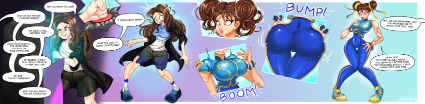 ass_expansion breast_expansion capcom chun-li female gender_transformation hair_color_change huge_ass huge_breasts mtf_transformation slemka straight_hair street_fighter street_fighter_alpha thick_thighs thigh_expansion transformation transformation_sequence wide_hips