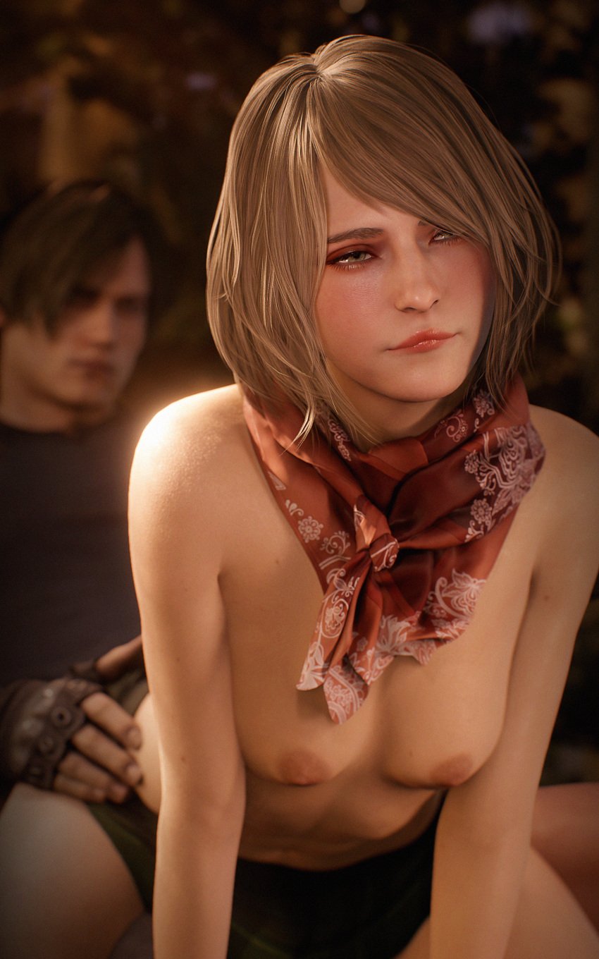 1boy 1girls 3d ashley_graham ashley_graham_(ella_freya) blonde_hair breasts eyeshadow female fugtrup hetero leon_scott_kennedy leon_scott_kennedy_(eduard_badaluta) light-skinned_male light_skin looking_pleasured male nipples resident_evil resident_evil_4 resident_evil_4_remake reverse_cowgirl_position riding riding_penis scarf sex short_hair skirt small_breasts vaginal_penetration