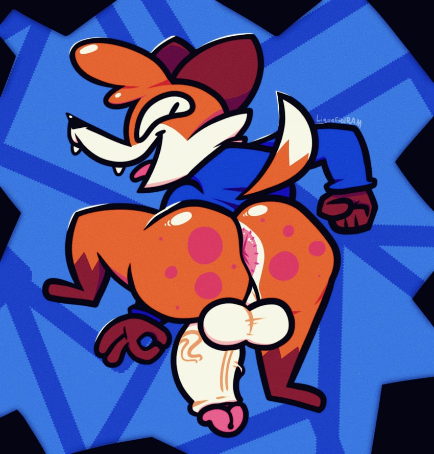 anthro anus ass backsack balls canid canine clothing fox fur furry furry_only genitals gesture glistening glistening_body hi_res hoodie liquefiedram male male_only mammal ok_sign orange_body orange_fur penis penis_tip smile smiling_at_viewer solo soups_(superiorfox) tail topwear vein veiny_penis