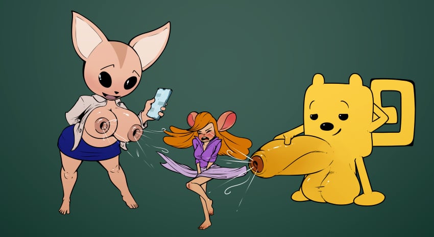 absurd_res aggressive_retsuko anthro balls barefoot big_balls big_breasts big_nipples big_penis blonde_hair blush breasts canid canine chip_'n_dale_rescue_rangers clothed clothing color colored crossover description digital_media_(artwork) disney drai_(artist) eastern_and_western_character erection feet female fennec fenneko foreskin fox gadget_hackwrench gaping gaping_nipples gaping_urethra genitals gerbil gradient_background green_background group group_sex hair hi_res holding_object holding_phone huge_balls huge_cock humanoid_genitalia humanoid_penis hyper hyper_genitalia hyper_penis inkbunny male mammal mouse murid murine nick_jr nickelodeon nipples open_clothing open_mouth open_shirt open_topwear penis phone rodent sanrio sex shirt simple_background size_difference smooth_fur threesome tight_foreskin topwear trio urethra vacuum_nipples vacuum_penis weird_crossover what wow!_wow!_wubbzy! wubbzy