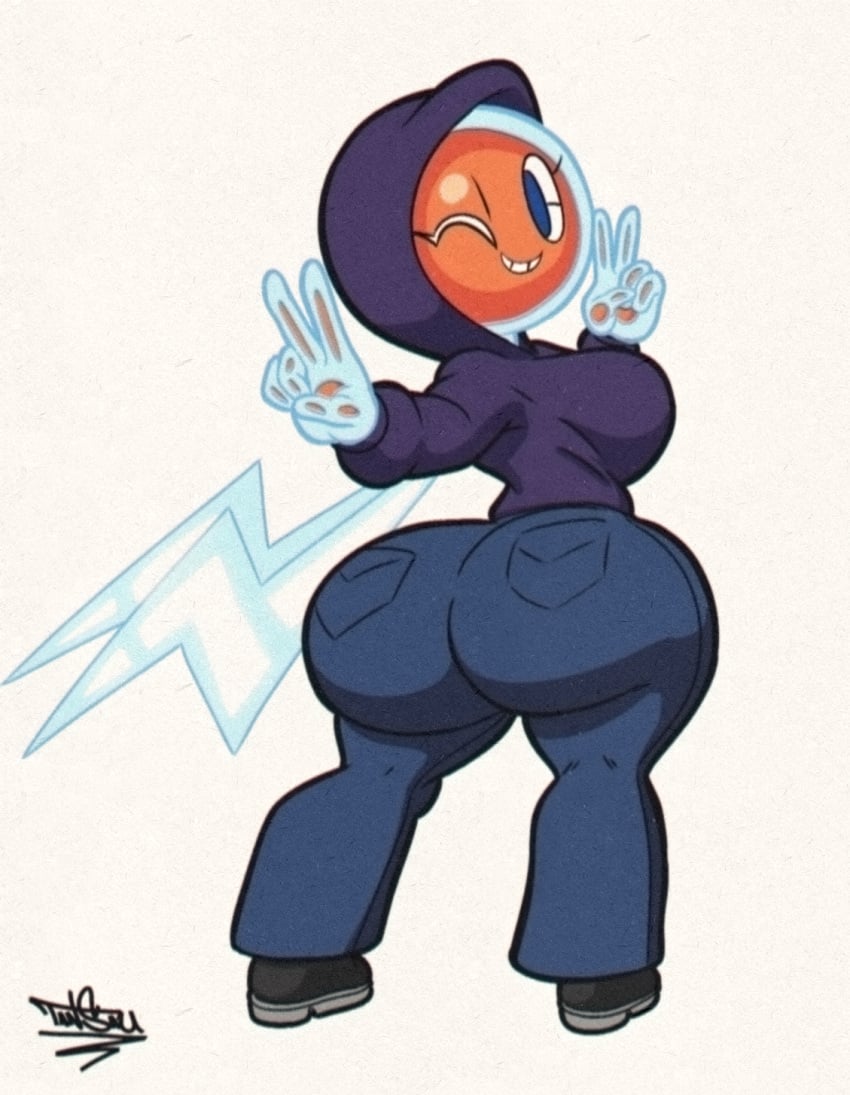 1girls anthro big_ass female female_focus female_only hoodie jeans pokemon pokemon_(species) pokethot's rotom tansau