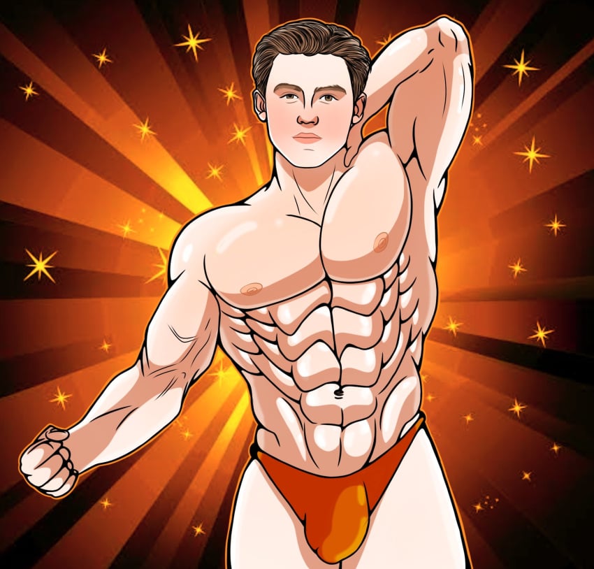 1boy biceps big_arms big_legs big_lips big_men blush blushing brown_eyes brown_hair buff bulge dernz_drawingz heartstopper kit_connor long_hair male male_only muscles muscular muscular_male nick_nelson nipples pecs ripped shirtless shirtless_(male) six_pack sparkles underwear white_skin