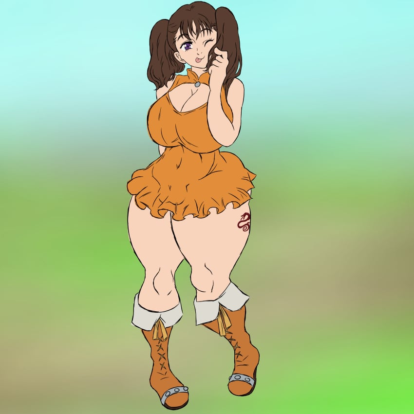 1girls alternate_body_type alternate_breast_size ass bare_legs big_ass big_butt boots breasts breasts_bigger_than_head breasts_out brown_hair bubble_ass bubble_butt closed_eyes curvaceous curvy curvy_body curvy_female curvy_figure curvy_hips diane_(nanatsu_no_taizai) eyebrows eyebrows_raised fat_ass female hips hips_wider_than_shoulders huge_ass huge_breasts light_skin looking_at_viewer massive_ass massive_butt massive_thighs nanatsu_no_taizai popstepx purple_eyes pussy seven_deadly_sins short_dress showing_breasts smile smiling smiling_at_viewer solo squeezing squeezing_breast standing strong tattoo thick thick_hips thick_legs thick_thighs thighs tongue tongue_out voluptuous voluptuous_female walking wide_hips wide_thighs wink winking winking_at_viewer