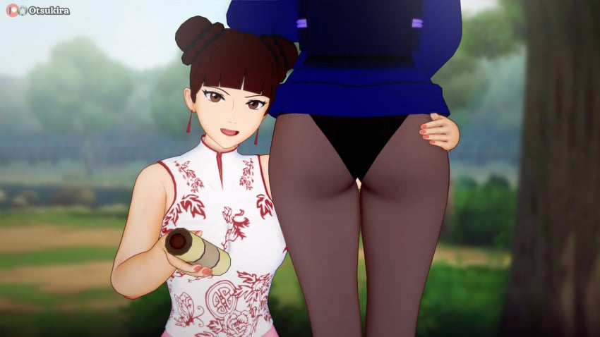 2girls 3d ass ass_grab ass_worship back_view blunt_bangs boruto:_naruto_next_generations bottomless bottomless_female china_dress double_bun dress faceless_female facing_away facing_viewer from_behind front_view holding_object kimono koikatsu legs_together long_hair looking_at_viewer lower_body multiple_girls naruto naruto_(series) otsukira panties_under_pantyhose pantyhose presenting presenting_ass presenting_hindquarters presenting_partner scroll short_hair temari tenten twin_buns underwear yuri