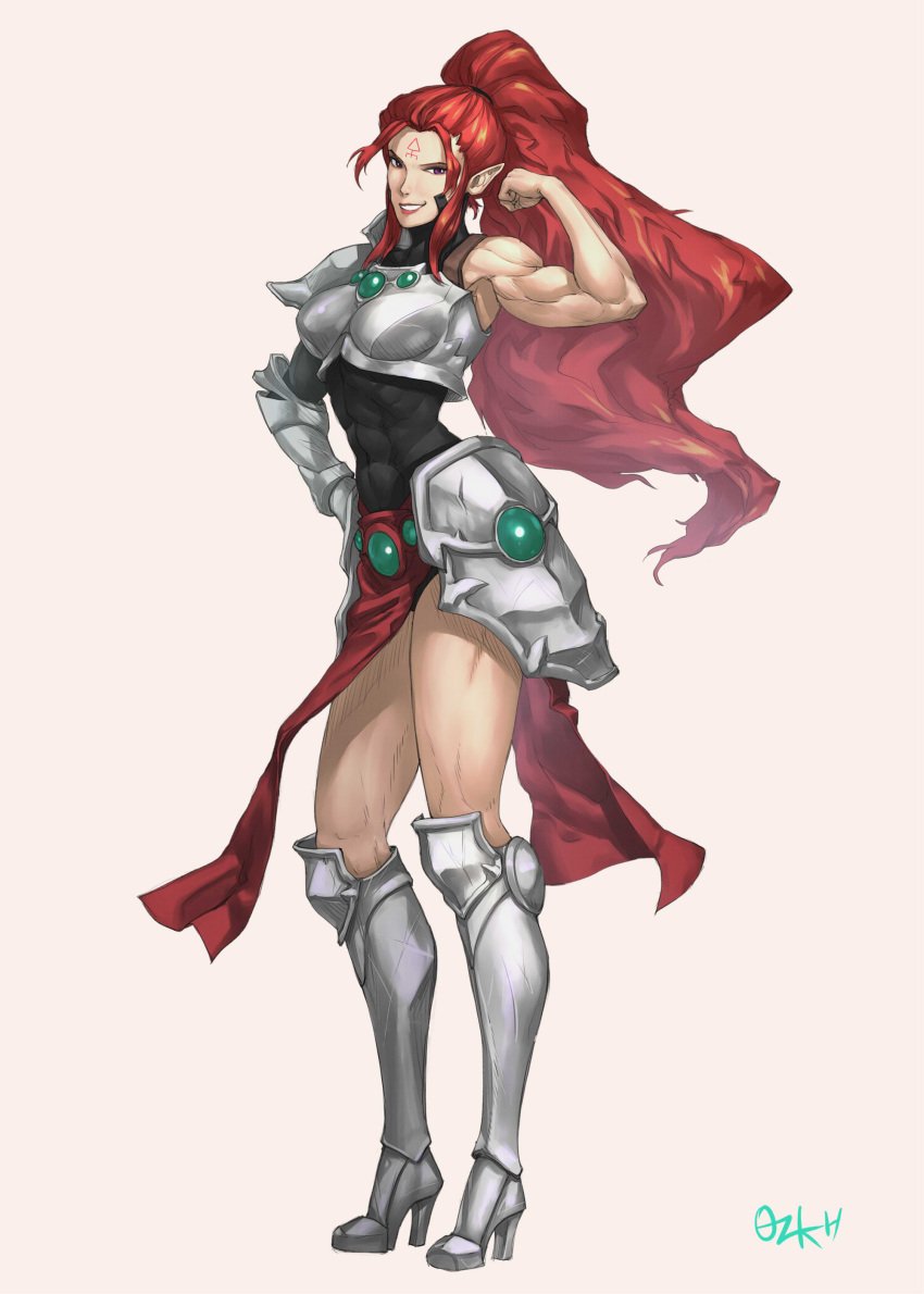 1girls abs aeldari alien alien_girl eldar elf_ears female female_only high_heels muscular muscular_female ozkh red_hair solo solo_female warhammer_(franchise) warhammer_40k