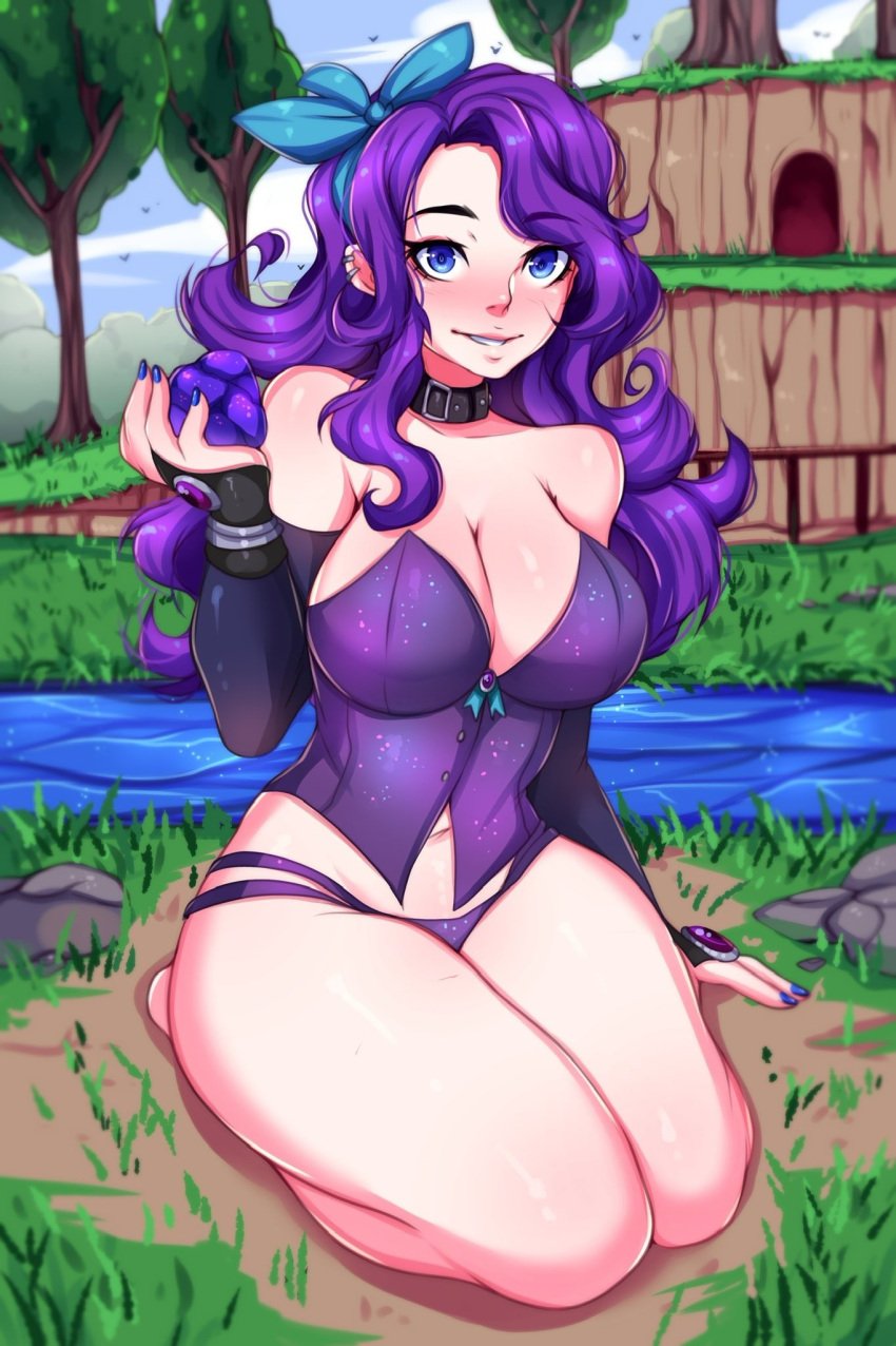 5-ish abigail_(stardew_valley) art_edit female female_focus fiveish kneeling stardew_valley wafflebroz