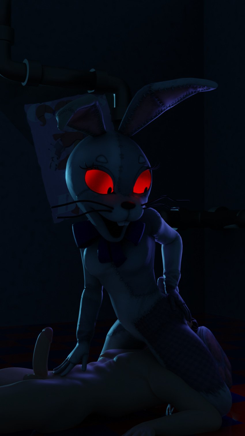 3d accessory ass bow_tie costume duo facesitting female five_nights_at_freddy's five_nights_at_freddy's:_security_breach g0g0g0g0g0g genitals male male/female penile penis red_eyes vanny_(fnaf)