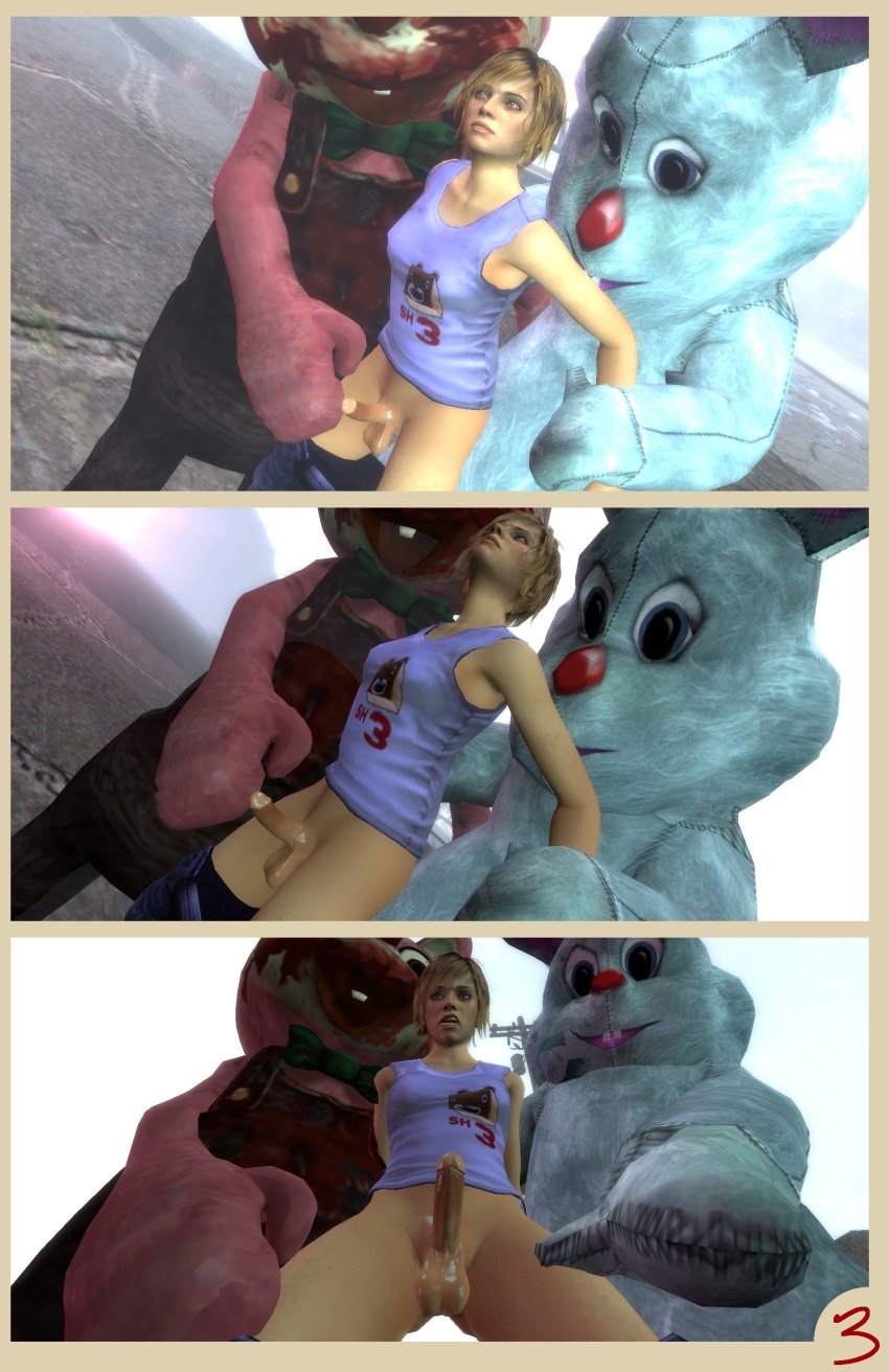 3d artist_request cheryl_mason comic dead_by_daylight futanari glansjob handjob heather_mason robbie_the_rabbit silent_hill silent_hill_2 silent_hill_3 source_request tagme teasing