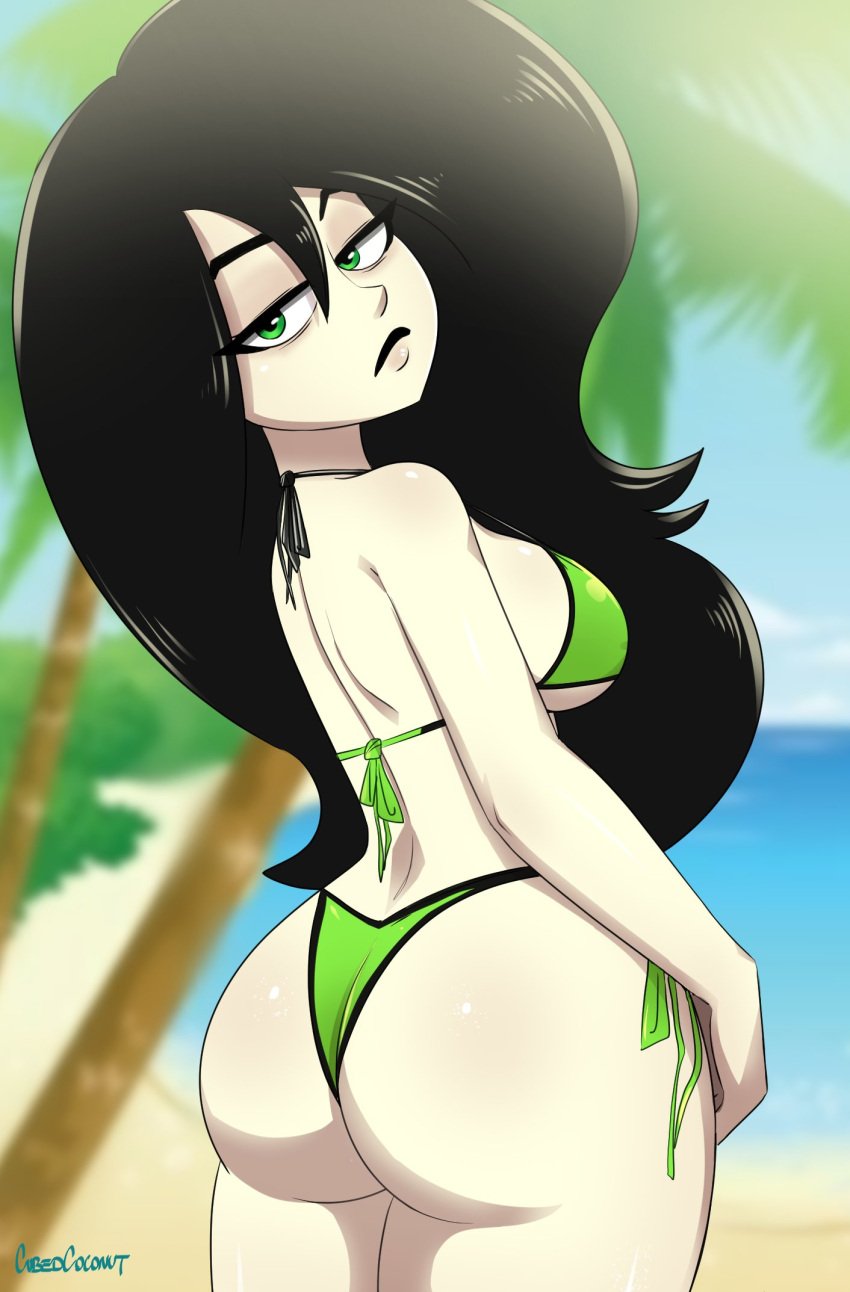 1girls artist_name ass beach big_ass big_breasts bikini black_hair blurry_background breasts cleavage clothed clothing cubedcoconut depth_of_field disney female female_solo green_bikini green_clothing green_eyes green_swimwear half-closed_eyes kim_possible large_ass large_breasts light-skinned_female light_skin long_hair outdoors pale-skinned_female pale_skin portrait rear_view shego shiny shiny_skin sideboob solo solo_female string_bikini swimwear thick_ass thick_thighs thighs three-quarter_portrait very_long_hair white_skin