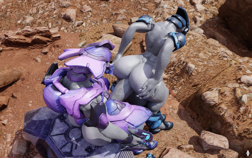 3d alien anal anal_sex anthro armor ass balls big_balls big_butt big_penis duo gabrielarchgod genitals halo_(series) hi_res holding_butt huge_balls huge_cock male male/male microsoft penetration penis sangheili sex xbox_game_studios