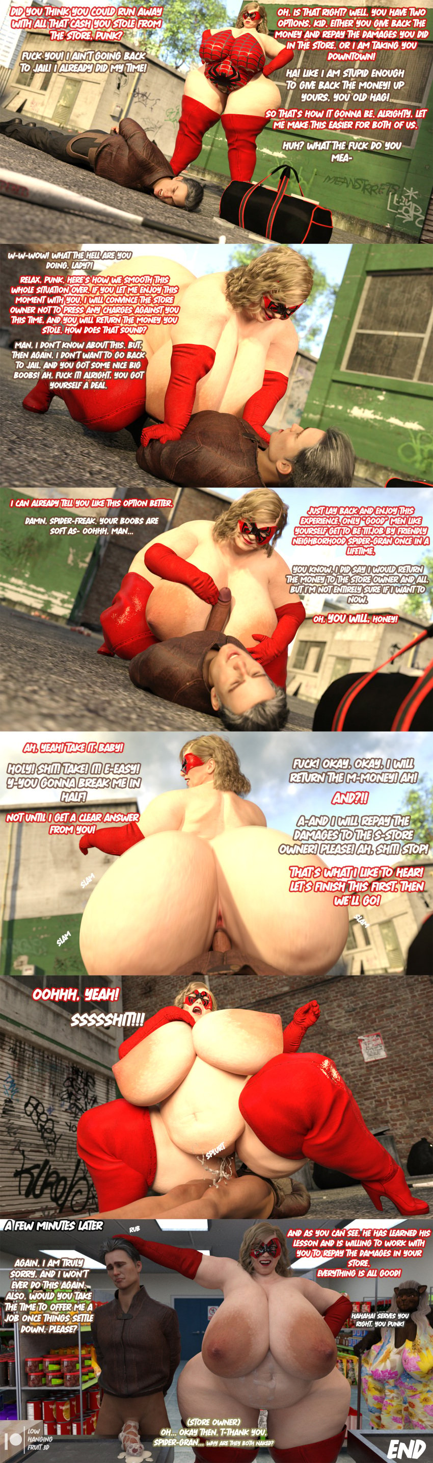 3d 3d_(artwork) after_sex anus areolae ass bbw bear big_ass big_breasts blonde_hair blue_eyes breasts butt_focus comic comic_page cum_inside cum_leaking cum_on_body cum_on_penis daz3d daz_studio dress fat_ass female furry georgia_woods(lhf3d) gilf granny hips large_areolae large_ass large_breasts looking_at_viewer lowhangingfruit3d_(artist) mature_female mostly_nude nipples obese old_woman on_top original_character overweight overweight_female paizuri pinup pussy reverse_cowgirl_position rubbing_head sex solo solo_female solo_focus spider-gran_(lhf3d) store superhero superhero_costume superheroine thick_ass titfuck titjob vaginal_penetration wide_hips