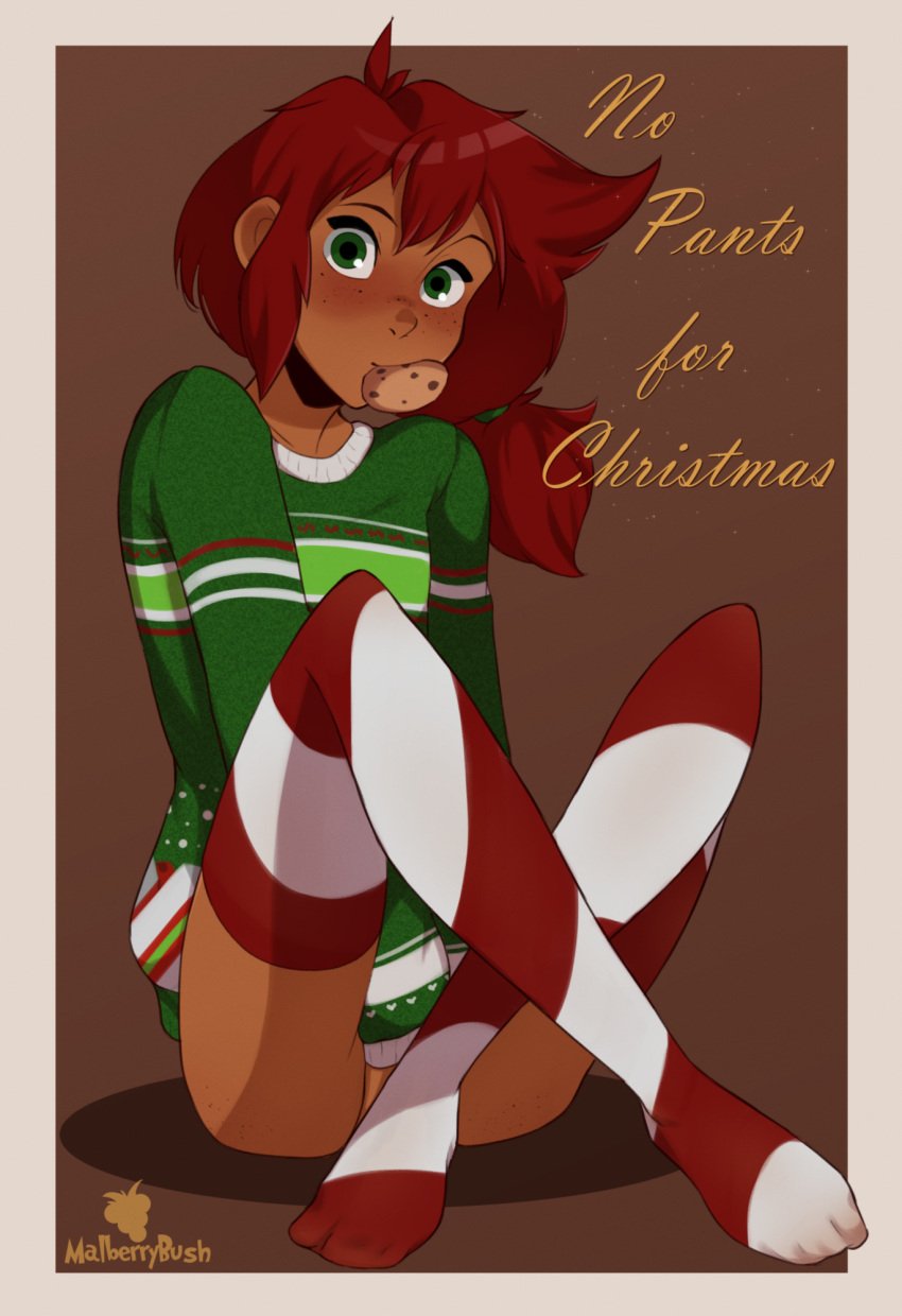 christmas christmas_outfit clothed female mal_(malberrybush) malberrybush malyna peal_malyna solo stockings teasing