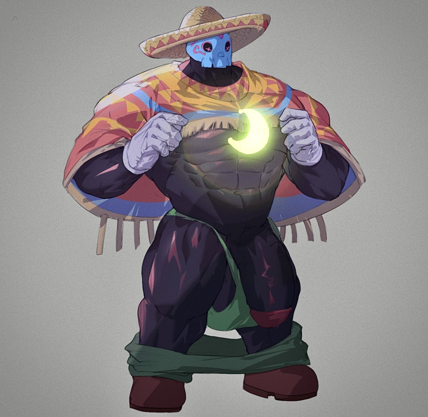 1boy 1male balls bara big_balls big_penis black_body flaccid gay male male_only mario_(series) moon muscles muscular nintendo pants_down penis penis_out power_moon reed_sp_626 skull skull_head solo solo_male sombrero super_mario_odyssey tostarenan