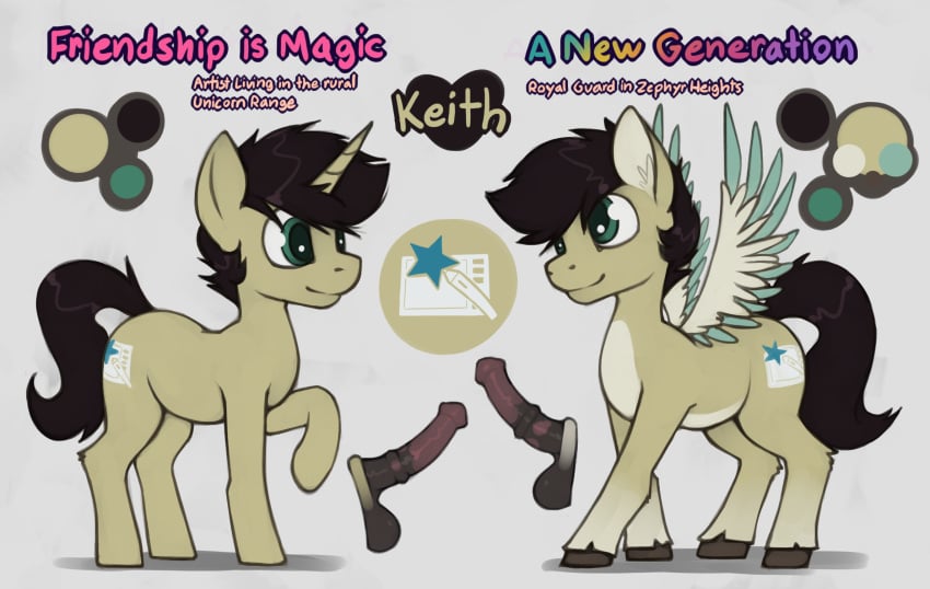 equid equine feral genitals hi_res horn male mammal marsminer model_sheet my_little_pony pegasus penis pone_keith solo unicorn wings