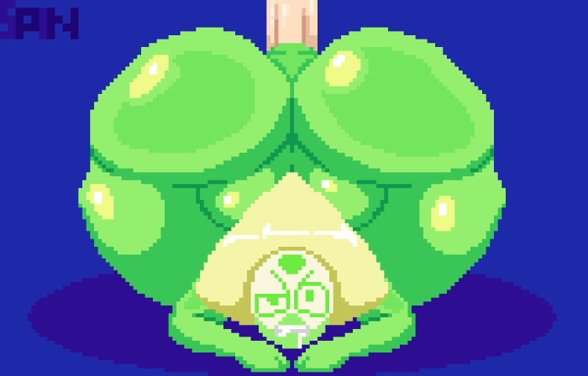 1girls all_fours anal anal_sex animated ass big_ass blonde_hair bottom_heavy bubble_butt disembodied_penis drooling fat_ass female gem_(species) green_skin huge_ass jiggle jiggling_ass large_ass light-skinned_male massive_ass nude nude_female peridot_(steven_universe) pixel_art sex shortstack spinneborg steven_universe thick_ass thick_thighs thunder_thighs visor wide_hips