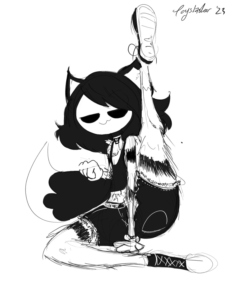 alias black_fur black_hair cat_ears cat_tail doodle furry furry_ears furry_tail mask original sfw sketch tank_top tight_clothing toyslasher white_fur