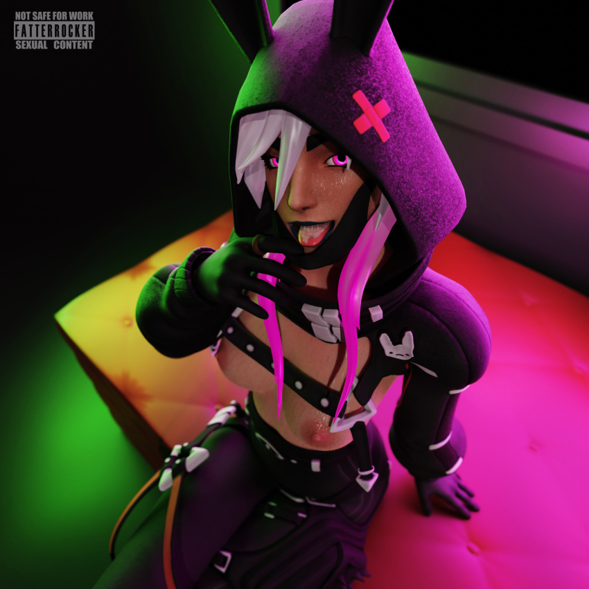 1girls 3d big_breasts breasts breasts cum cum_in_mouth fatterrocker female female fortnite fortnite:_battle_royale highwire_(fortnite) hoodie mask masked_female pink_hair purple_eyes two_tone_hair white_body white_hair white_skin