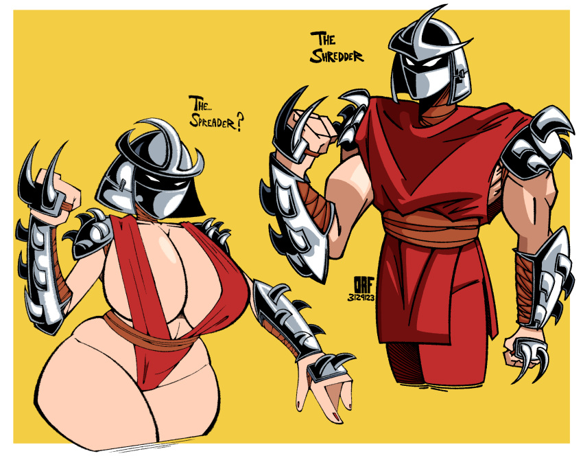 action-coaster_(artist) huge_breasts lady_shredder oroki_saku oroku_saki rule_63 teenage_mutant_ninja_turtles the_shredder the_spreader