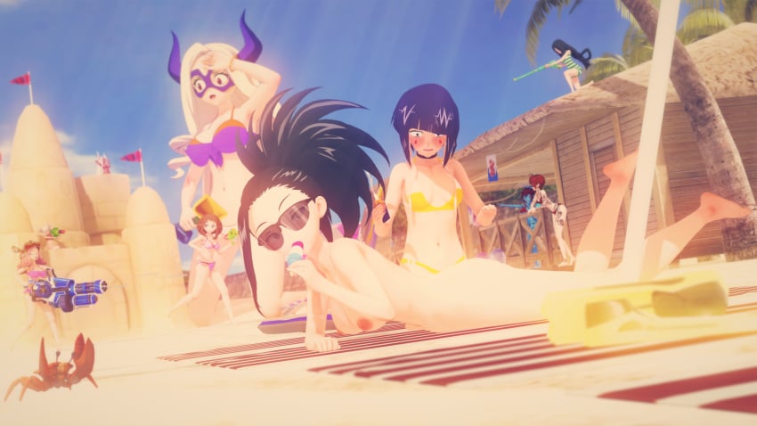 3d 6+girls beach black_hair blonde_hair breasts brown_hair completely_naked completely_nude completely_nude_female crab female female_only full_body giantess green_hair himiko_toga koikatsu kyoka_jiro mei_hatsume miruko momo_yaoyorozu mount_lady my_hero_academia naked naked_female nude nude_female ochako_uraraka only_one_naked original_character pale-skinned_female pale_skin pink_hair popsicle purple_hair rumi_usagiyama shounen_jump sunglasses tenguyurilove topless tsuyu_asui water_gun white_hair yuri yuu_takeyama