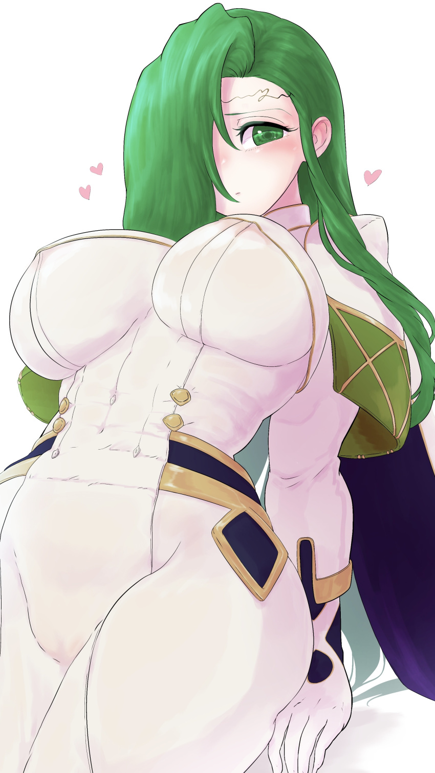 1girls alternate_costume annand_(fire_emblem) breasts cape clothing cosplay crossover dragon_quest elbow_gloves female female_only fire_emblem fire_emblem:_genealogy_of_the_holy_war gloves green_eyes green_hair hair_over_one_eye huge_breasts large_breasts long_hair looking_at_viewer nintendo pelvic_curtain priest sitting solo ta_dasu_(tadasu_hayashi) thick_thighs thighs very_long_hair wide_hips