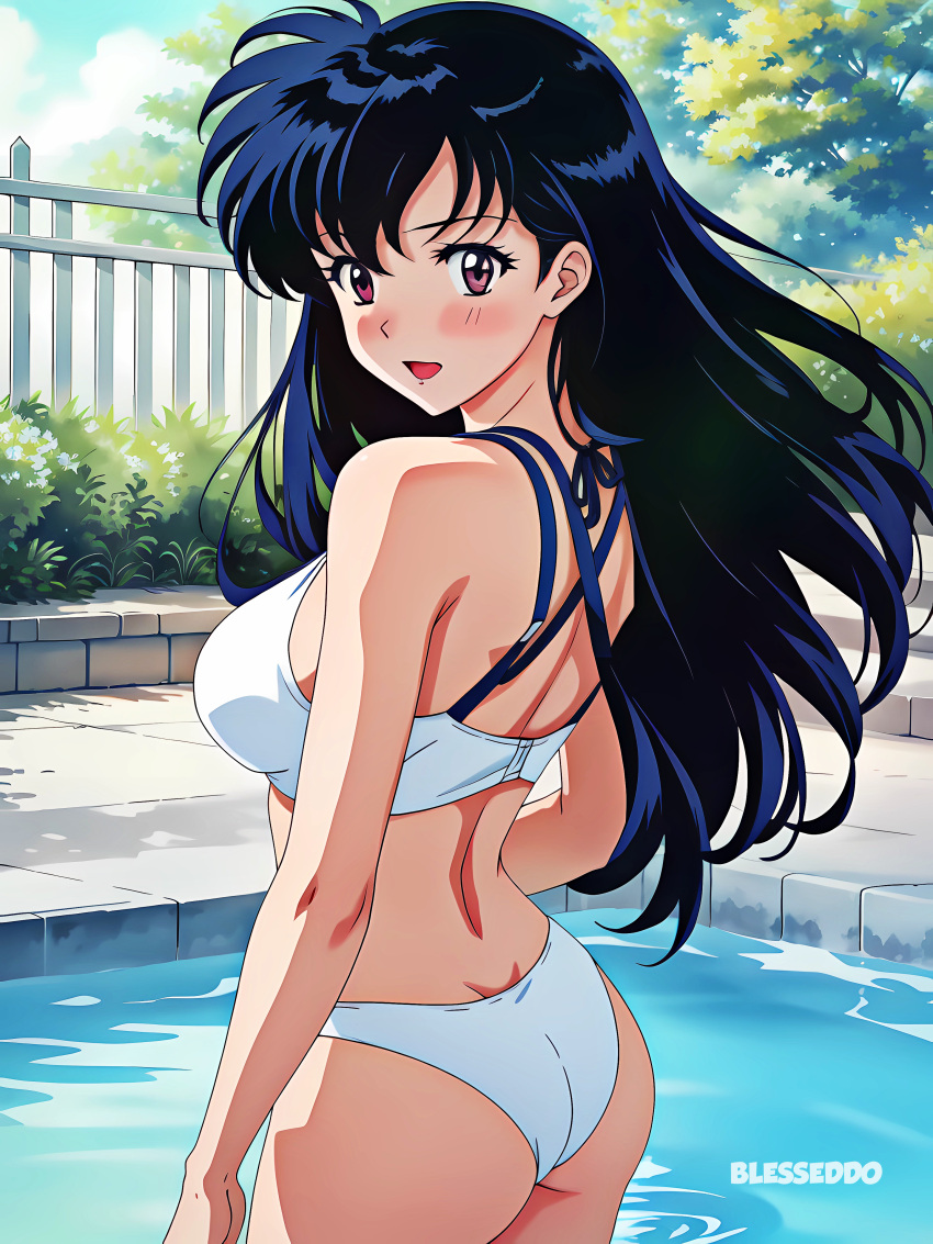 1girl 1girls ai_generated alone ass back_view background bath best_girl bikini black_hair black_hair_female blesseddo blush blush_lines blushing_at_viewer blushing_female breasts cute_face cute_female cute_girl eyes_open fat_ass fat_ass_teen fat_breasts fat_butt female female_only girl_only in_water inuyasha kagome_higurashi long_hair long_hair_female looking_at_viewer looking_back looking_back_at_viewer medium_ass medium_breasts medium_butt mouth_open novelai on_water only_female only_girl open_eyes open_mouth piscine purple_eyes purple_eyes_female solo solo_female solo_focus thick_legs thick_thighs thighs water wet_breasts wet_legs white_bikini young_female young_girl young_woman