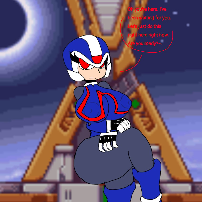 1girls artist_request big_breasts breasts copy_x dialogue english_text female female_only legs_crossed mega_man mega_man_zero red_eyes rockman rockman_zero rule_63 sitting_on_throne tag tagme text thick_thighs thighs throne