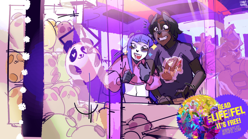 advertisement arcade bear braden_bear_(damastershake1) claw_machine date digital_media_(artwork) duo female giant_panda hi_res humanoid kenno_arkkan male mammal my_life_with_fel soph_(my_life_with_fel)