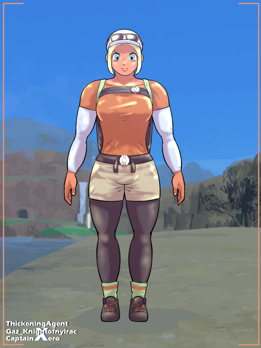 1girls breasts capnxero female female_only gaz-knightofnylrac hiker_(pokemon) hiker_(pokemon_sv) muscle_growth muscular muscular_female nintendo npc_trainer pokemon pokemon_sv sequence solo solo_female thick_thighs