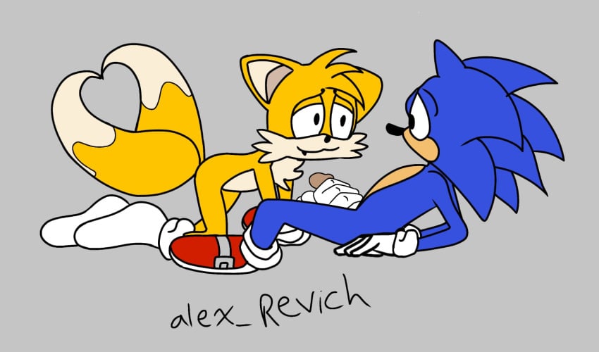 exposed_torso footwear furry_only gay handjob handwear holding_penis male male/male male_only manual sonic_(series) sonic_the_hedgehog sonic_the_hedgehog_(series) tails yaoi