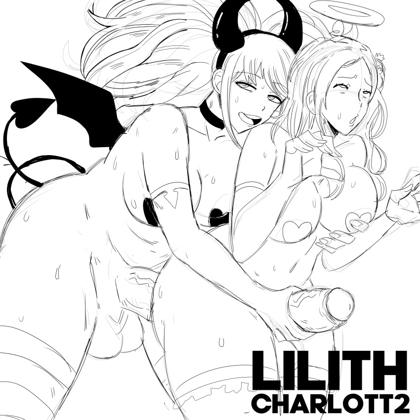 2futas 999 akane_kurashiki areolae balls big_breasts big_penis breasts crossover danganronpa duo elbow_gloves erection futa_on_futa futa_only futanari gloves huge_cock human junko_enoshima lilithcharlott2 nipples nude penis rolling_eyes sketch standing straight_hair stroke stroking_cock stroking_penis thighhighs zero_escape