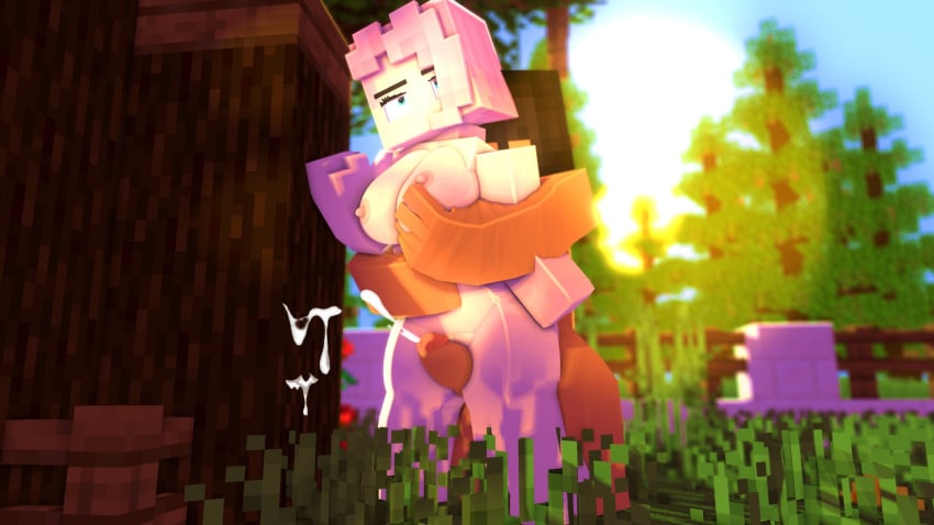 1boy 1girls 3d blue_eyes brown_hair cumshot erect_nipples erect_penis forest from_behind horny_female human humanoid looking_pleasured lounan18 lounan_(lounan18) mine-imator minecraft nude_male_nude_female outside pink_hair standing standing_sex tagme touching_breast zoey_(zoeyistoosmall)