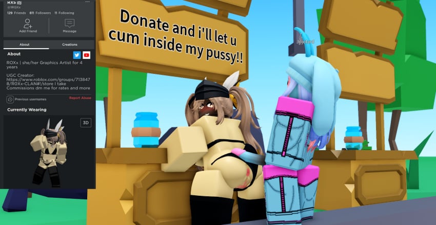 1boy 1girls 3d anus ass back back_view bikini breasts doggy_style english_text female headless huge_cock light-skinned_female light_skin looking_back penis pls_donate reference_image rilexz roblox roblox_avatar roblox_game robloxian self_upload standing tagme text