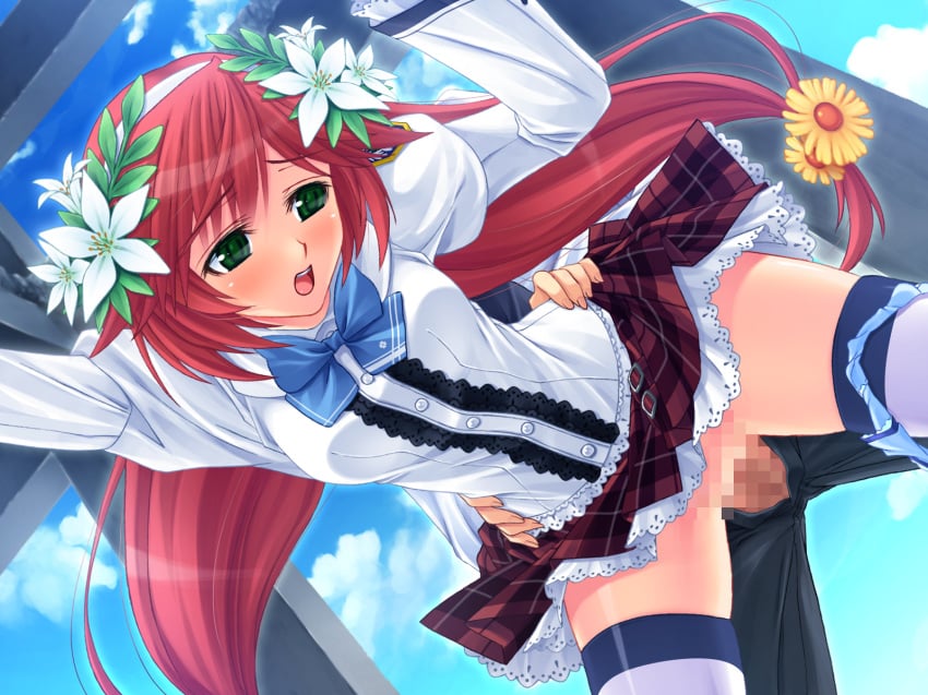 censored game_cg green_eyes nonoyama_kotoko penis pussy red_hair renai_saimin seifuku sex thighhighs