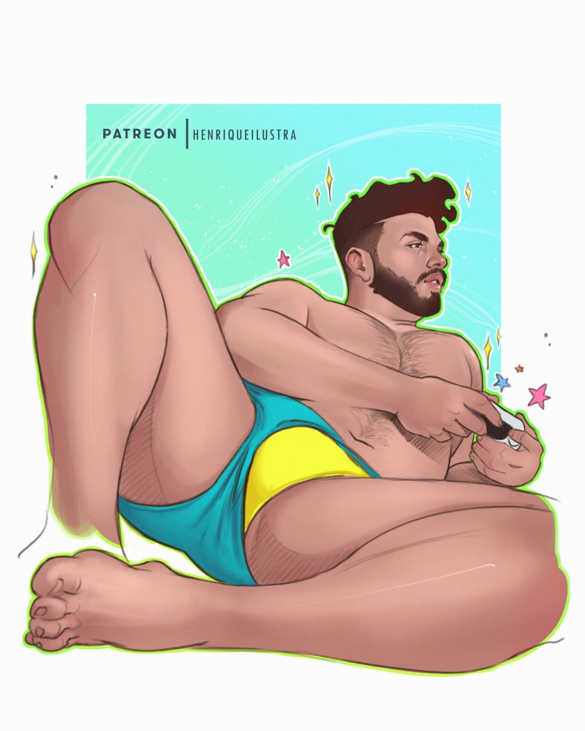 1boy artist beard big_bulge big_thighs bulge gaming hairy_chest henriqueilustra hispanic hispanic_male huge_bulge kevin_rojas latino male male_only muscles muscular muscular_male photographer real_person smooth_skin underwear