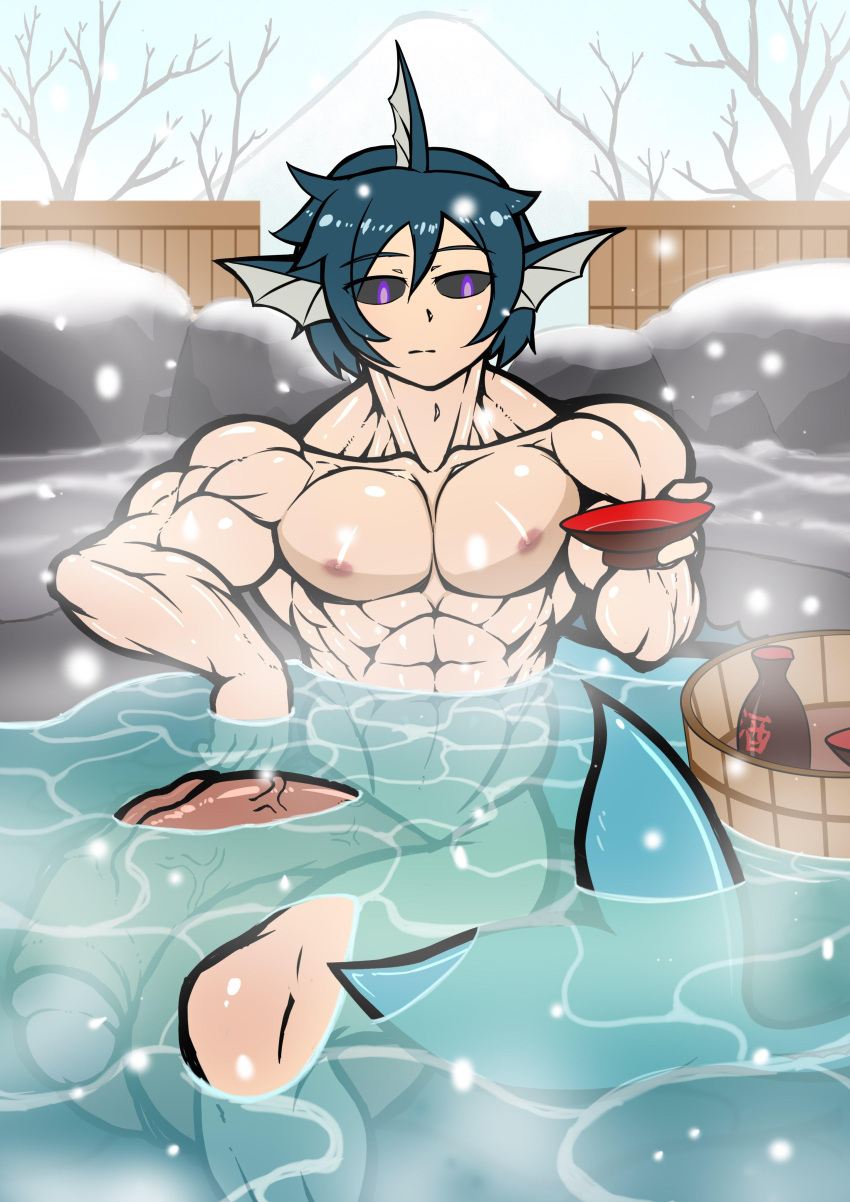 abs black_sclera flaccid hot_spring huge_cock hyper hyper_penis male male_only massive_penis muscular_male mush penis pokemon source_request vaporeon zeignal