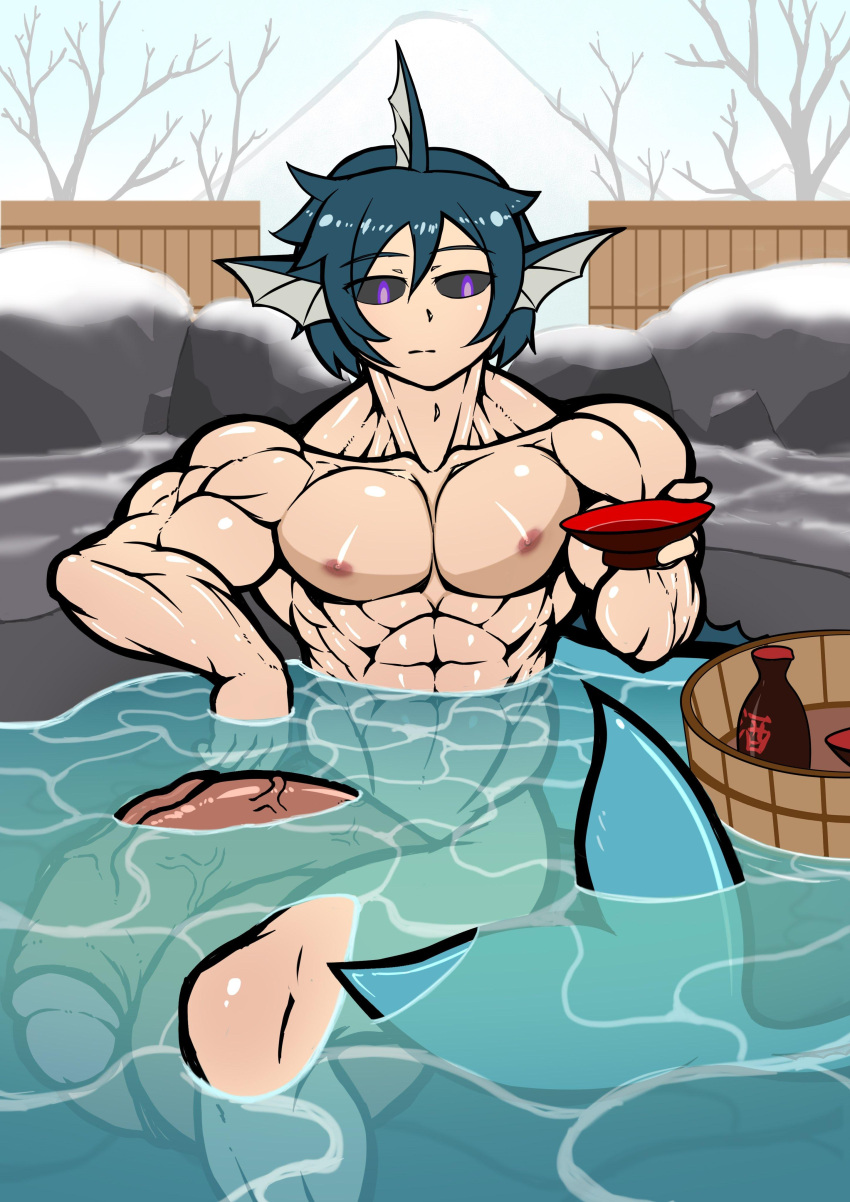 abs black_sclera flaccid hot_spring huge_cock hyper hyper_penis male male_only massive_penis muscular_male mush penis pokemon source_request vaporeon zeignal