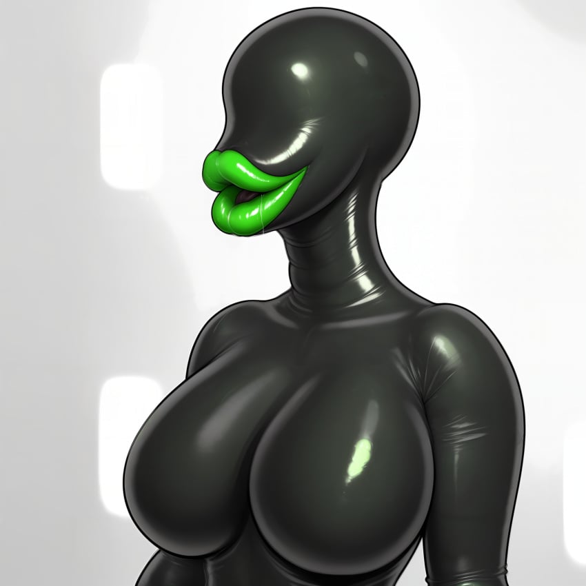 1girls :>= ai_collaboration big_breasts big_lips_no_eyes black_body black_skin breasts busty catzalorian eyeless female female_only green_lips huge_lips hyper_lips latex latex_body leech leech_(kostos_art) lips mouth_fetish no_nipples noseless nude_female shiny_skin thick_lips