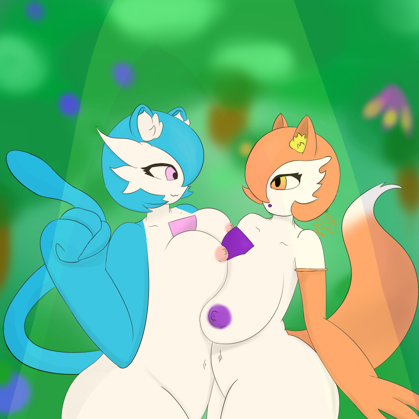 absurd_res anthro blazethefox blazeythefox blue_body blue_hair blue_skin breasts cat_ears cat_tail curvy curvy_body curvy_figure duo fan_character female game_freak gardevoir gardiehayden generation_3_pokemon haydendjredskin hi_res hourglass_figure humanoid large_breasts nintendo oc original_character pink_eyes pokémon pokémon_(species) pokemon pokemon_(species) pokemon_oc pokemon_rse shiny_gardevoir shiny_pokémon shiny_pokemon streamer tagme thick_thighs twitch twitch.tv twitch_streamer white_body white_skin