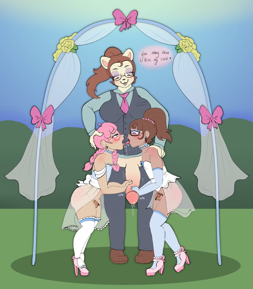 1futa 2boys animal_crossing animal_crossing_girl anthro anthro_on_human brown_hair canon_couple cat_humanoid chastity chastity_cage cock_marriage couple dialogue feline femboy furry futa_on_male futanari gay glasses husband_and_wife interspecies katie_(neox4930) light-skinned_femboy light-skinned_male light_skin male male_bride male_wife married_couple mortimer_todd multiple_girls pink_hair see-through sissy wedding wedding_dress wedding_veil wedding_with_cock yaoi