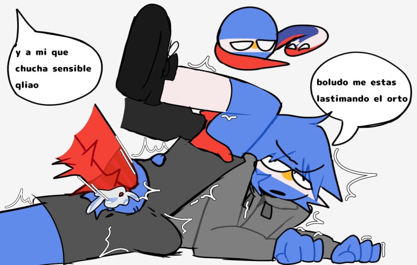 anal anal_sex argentina_(countryhumans) chile_(countryhumans) clover_loverboy countryballs countryhumans cum gay gay_sex spanish_text stickman text