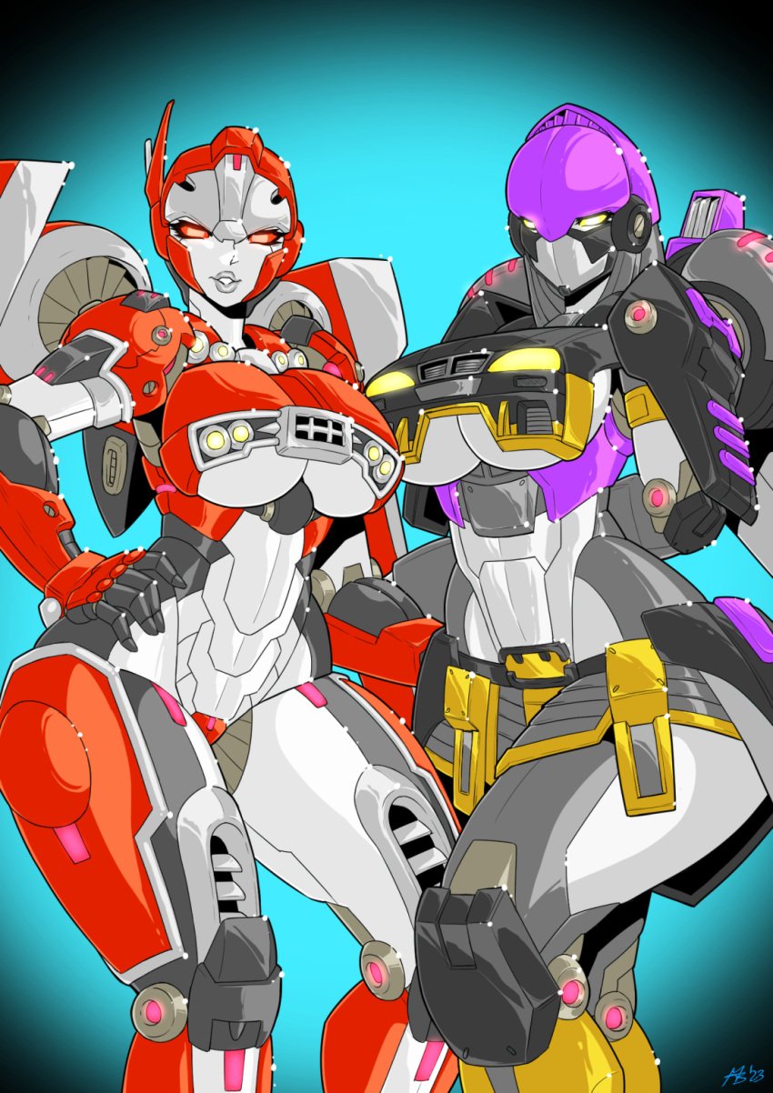 2girls alien alien_girl armor black_body blue_background bumblebee_movie crotch_plate curvy decepticon female female_only giantess grabbing_ass hand_on_hip hands_behind_back hood huge_thighs kunoichi lipstick looking_at_viewer mad-project masks multiple_girls nightbird nightbird_(transformers) red_body red_eyes robot robot_girl round_breasts seductive_smile shatter_(transformers) skimpy_armor slim_waist standing tagme terrorcon thick_thighs transformers transformers_rise_of_the_beasts voluptuous wings yellow_eyes