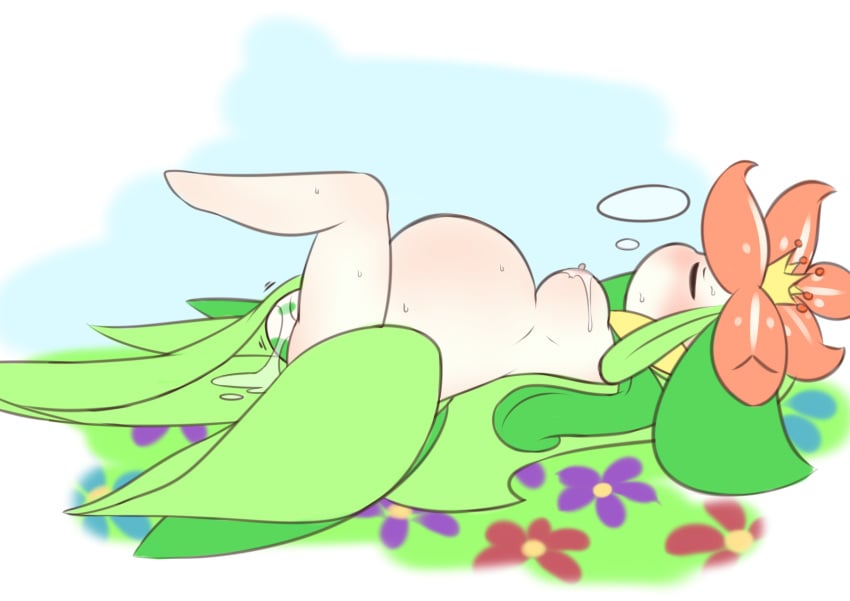 1girls absurd_res belly big_belly birth clothed clothing contraction darlondemonic egg egg_laying female female_only generation_5_pokemon hi_res lilligant nintendo partially_clothed pokémon_(species) pokemon pokemon_(species) pregnant pregnant_female push pushing solo water_break