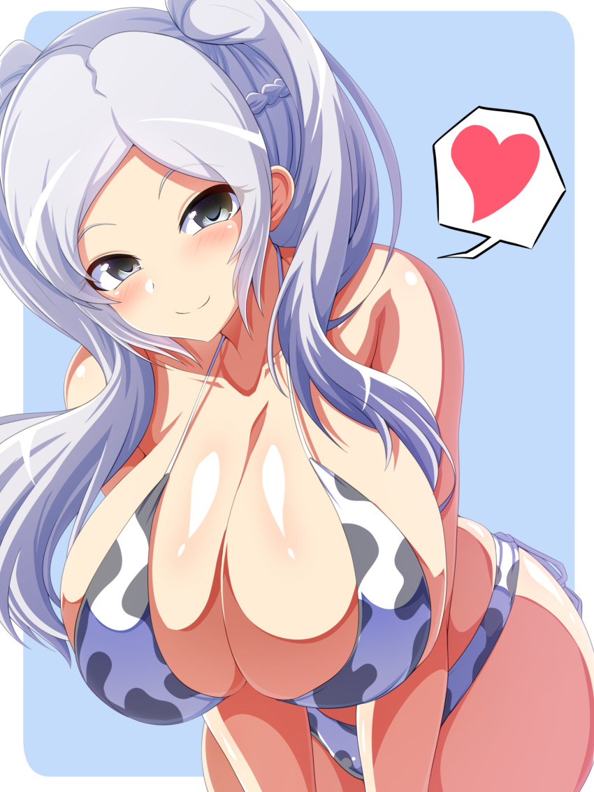 1girls alternate_breast_size aokura_shou bikini breasts cleavage clothing cow_girl cow_print female female_only fire_emblem fire_emblem_awakening heart huge_breasts nintendo robin_(fire_emblem) robin_(fire_emblem)_(female) solo twintails white_hair year_of_the_ox