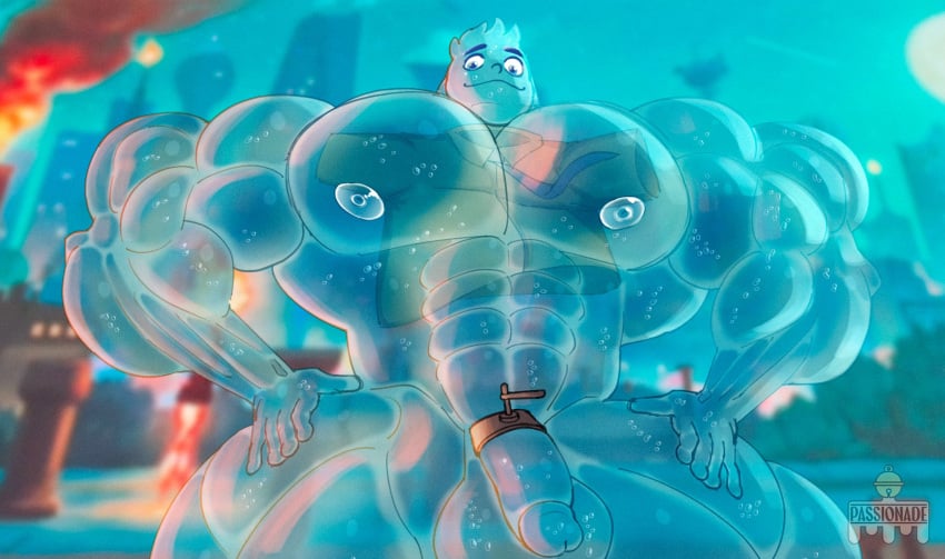 abs anthro balls bara beefy big_balls big_muscles big_penis bottomless daddy disney elemental elemental_(pixar) elemental_creature elemental_humanoid genitals hose humanoid humanoid_genitalia humanoid_penis hyper hyper_muscles male male_focus male_only manly muscular muscular_male muscular_thighs nickpassionade nipples pecs penis pixar shirt smiling solo translucent translucent_body uncut veiny veiny_penis wade_ripple water water_creature