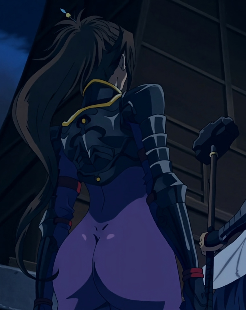 1girls anime_screencap ass brown_hair clothing fuuun_ishin_dai_shogun hattori_kiriko hips large_ass mature_female screencap skin_tight