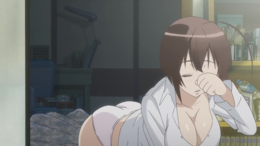 1girls accurate_art_style ass_bigger_than_head big_ass big_breasts big_butt breasts_bigger_than_head clothing female female_only hourglass_figure huge_ass huge_breasts large_breasts musubi panties screencap screenshot screenshot_edit sekirei tagme