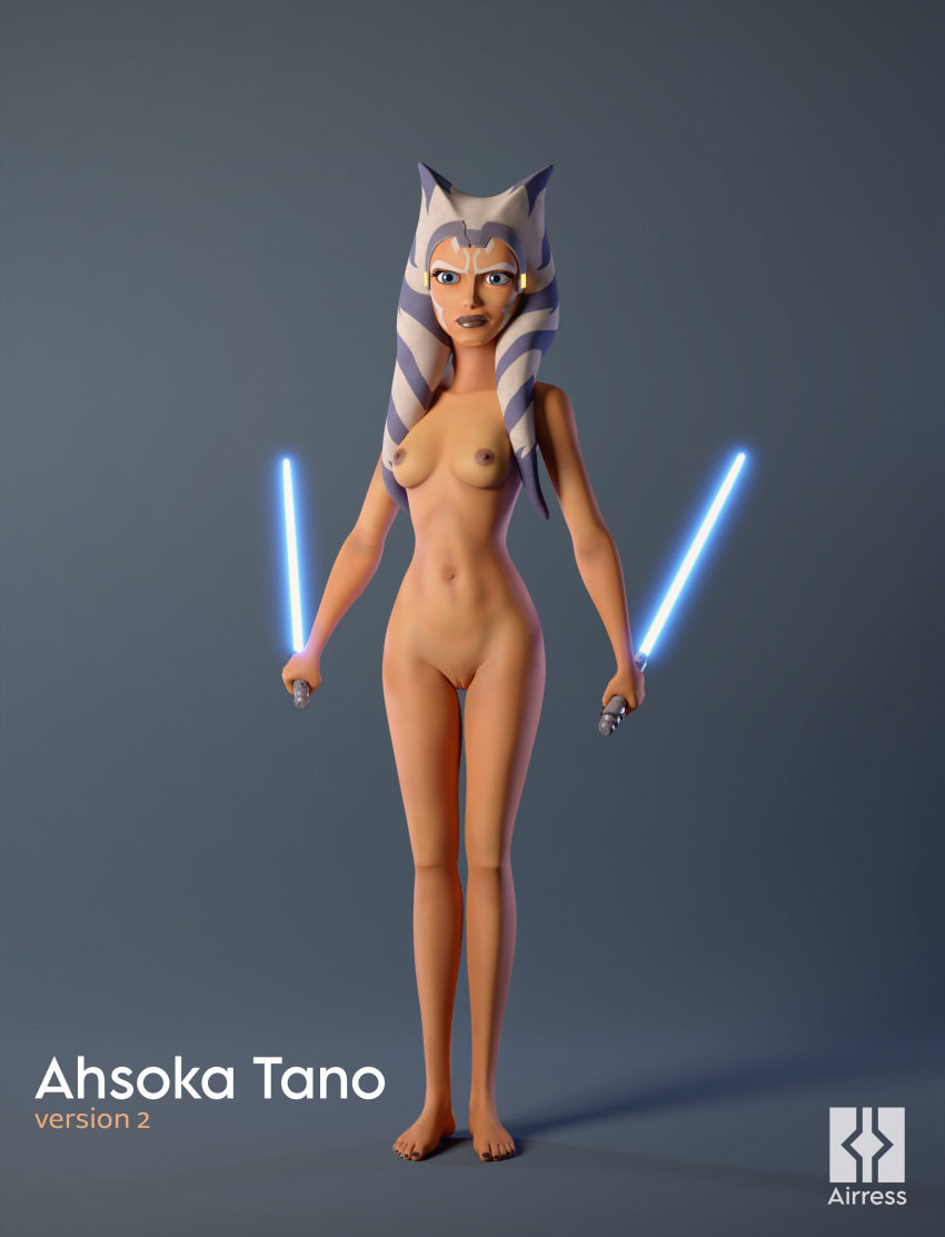 1girls 3d ahsoka_tano airress3d airress3d_(3d-modeller) alien alien_girl areolae athletic athletic_female blender breasts clone_wars completely_nude completely_nude_female face_markings facial_markings female female_focus female_only holding holding_object jedi lekku lekku_(anatomy) lightsaber lightsaber_hilt looking_at_viewer medium_breasts nipples nude nude_female orange_body orange_skin petite petite_body pose posing presenting presenting_breasts presenting_pussy pussy pussy_lips pussy_peek sideboob simple_background small_breasts solo solo_female solo_focus standing star_wars text the_clone_wars:_season_seven togruta watermark